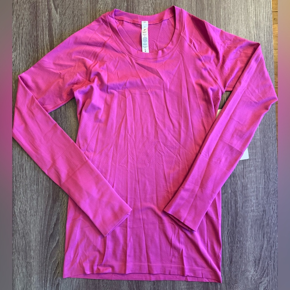 New with tags Lululemon Swiftly Tech Long Sleeve 2.0 Sonic Pink.Hot pink. Size 6 - Picture 9 of 12